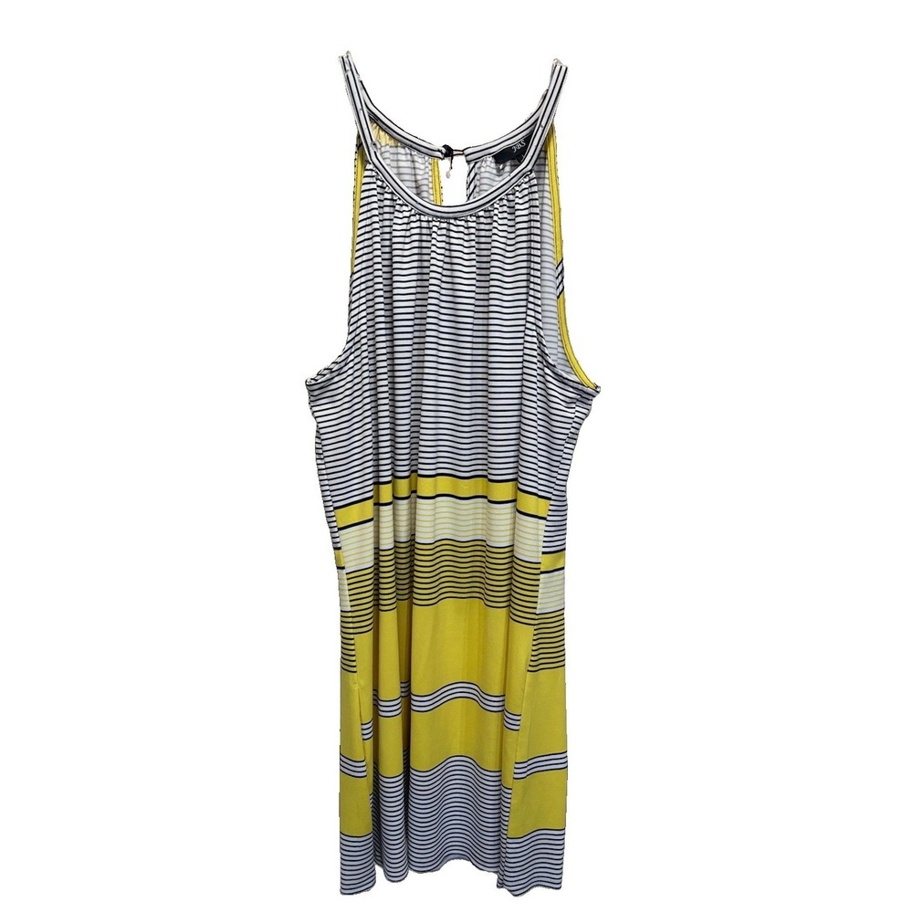 JBS Slip Mini Sundress Striped White/Blk Size L Halter Keyhole Summer